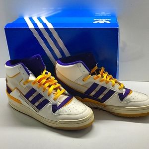 Adidas Mens Originals Forum Exhibit Mid 2 White/Purple/Gold